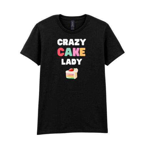 crazy cake lady black t with colour Thumbnail