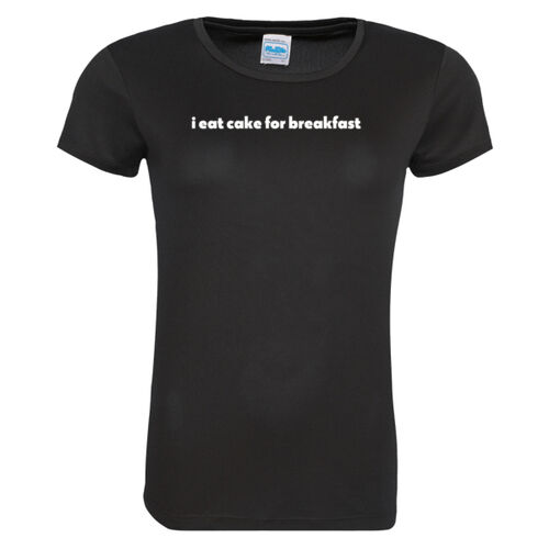 i eat cake for breakfast - black tee with UV protection Thumbnail